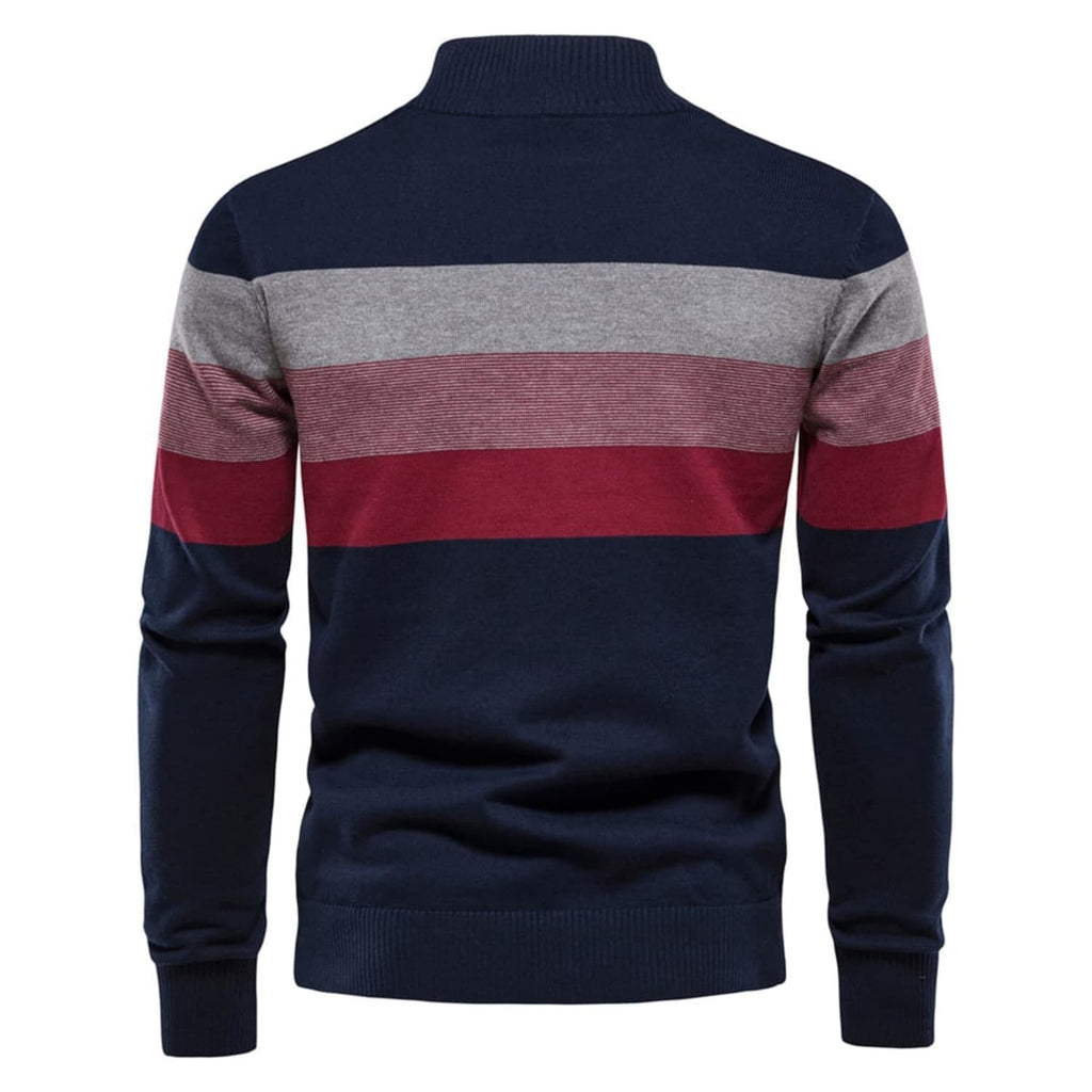 Men Colorblock Quarter Zip Sweater