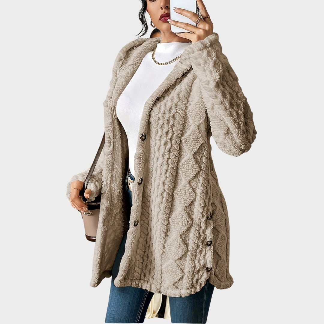 Women Quilted Hooded Cardigan
