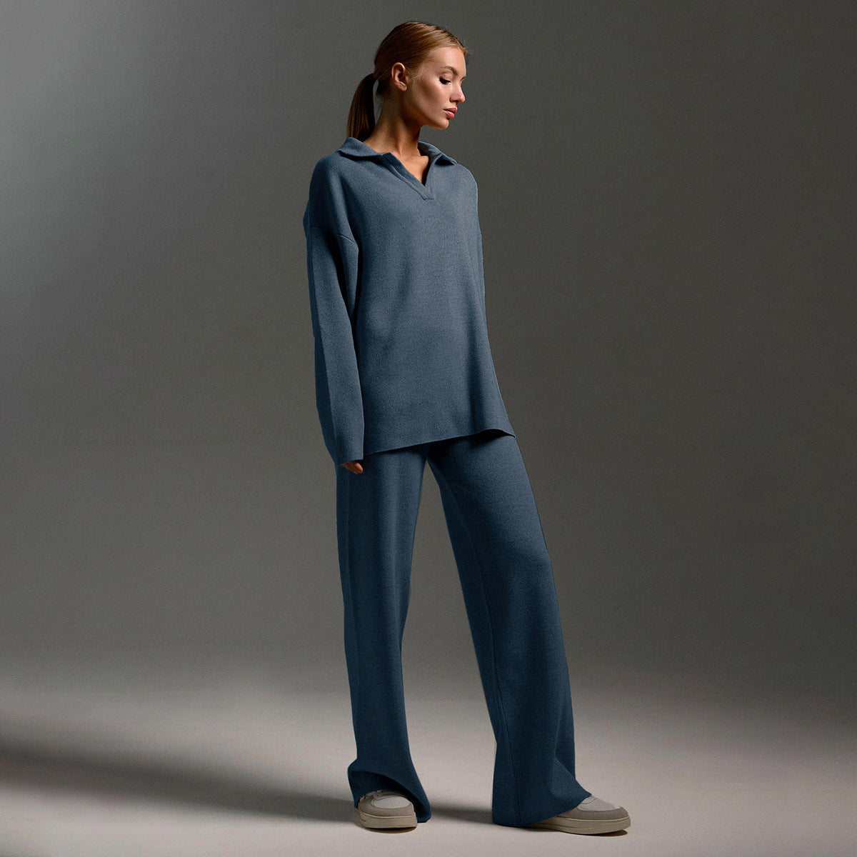 Women 2 Piece Polo Sweater Set