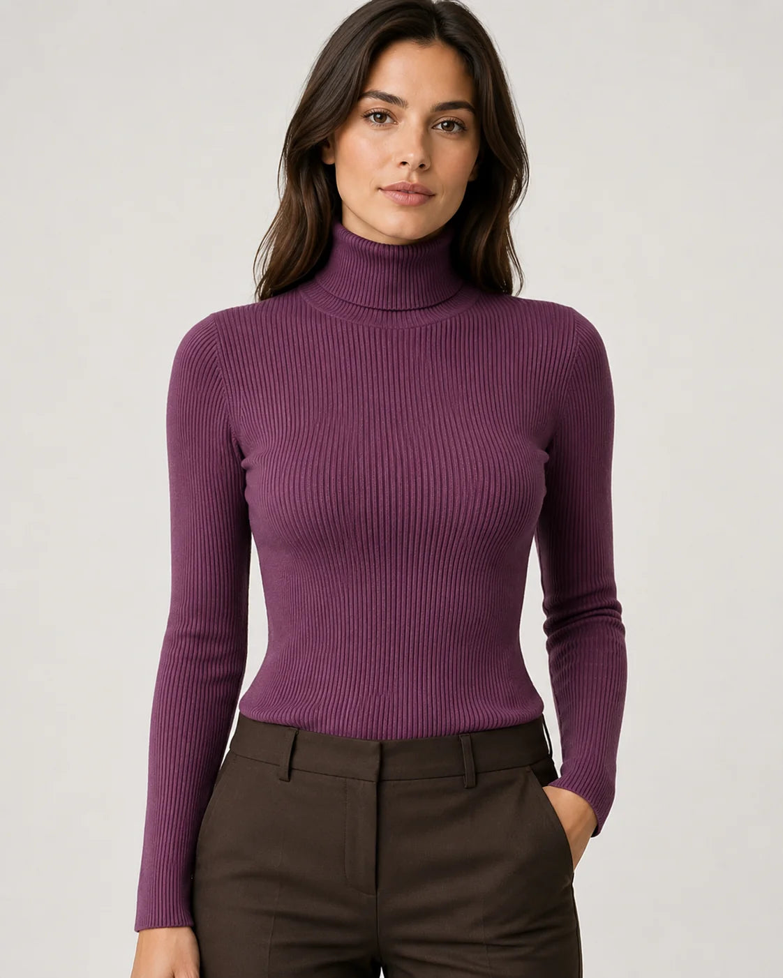Women Ribbed Turtleneck Sweater