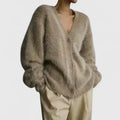 Women Fuzzy Mohair Cardigan