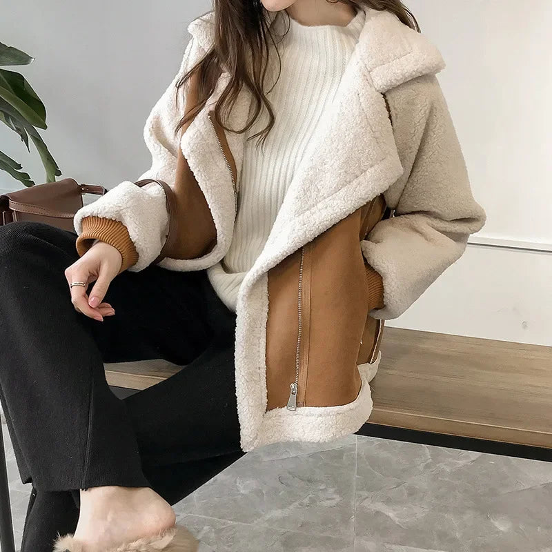 Women Suede Shearling Jacket