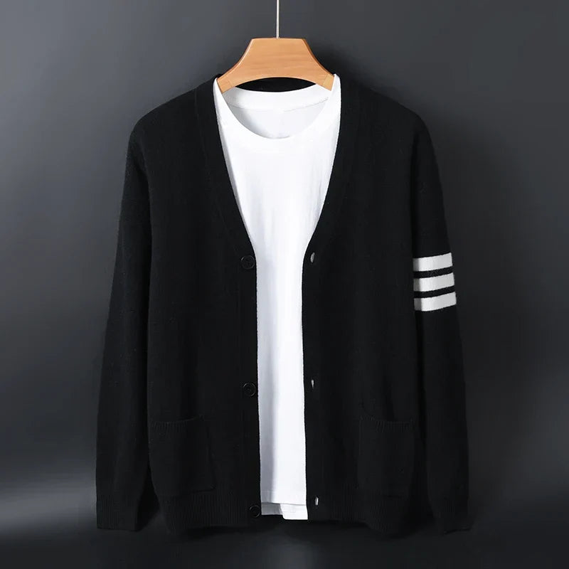 Men Striped Knit Cardigan