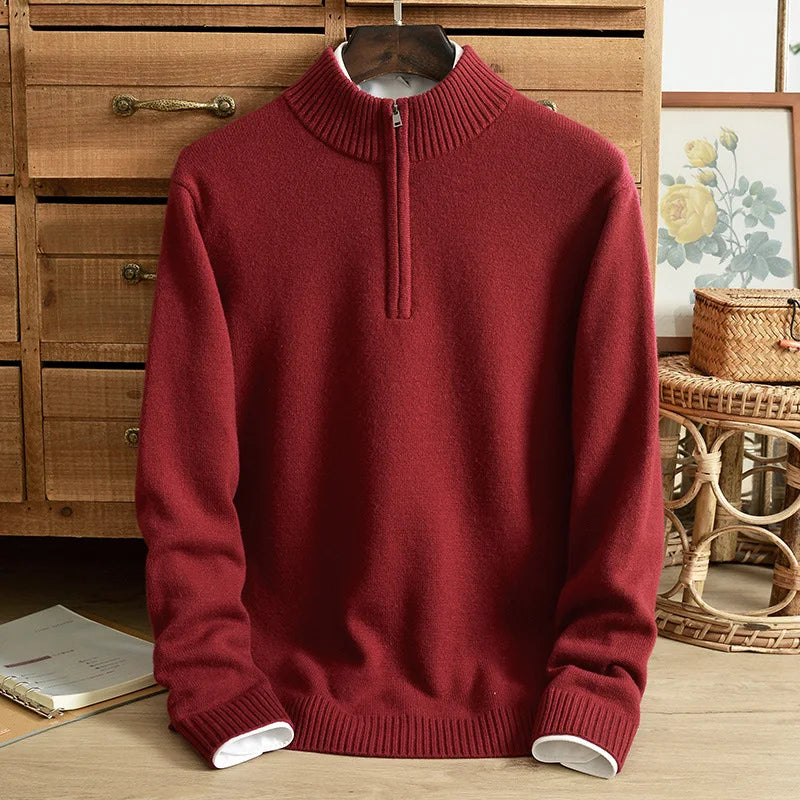Men Half Zip Cashmere Sweater