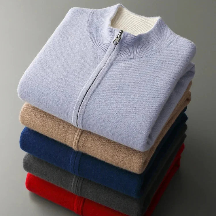 Men Cashmere Zip Cardigan