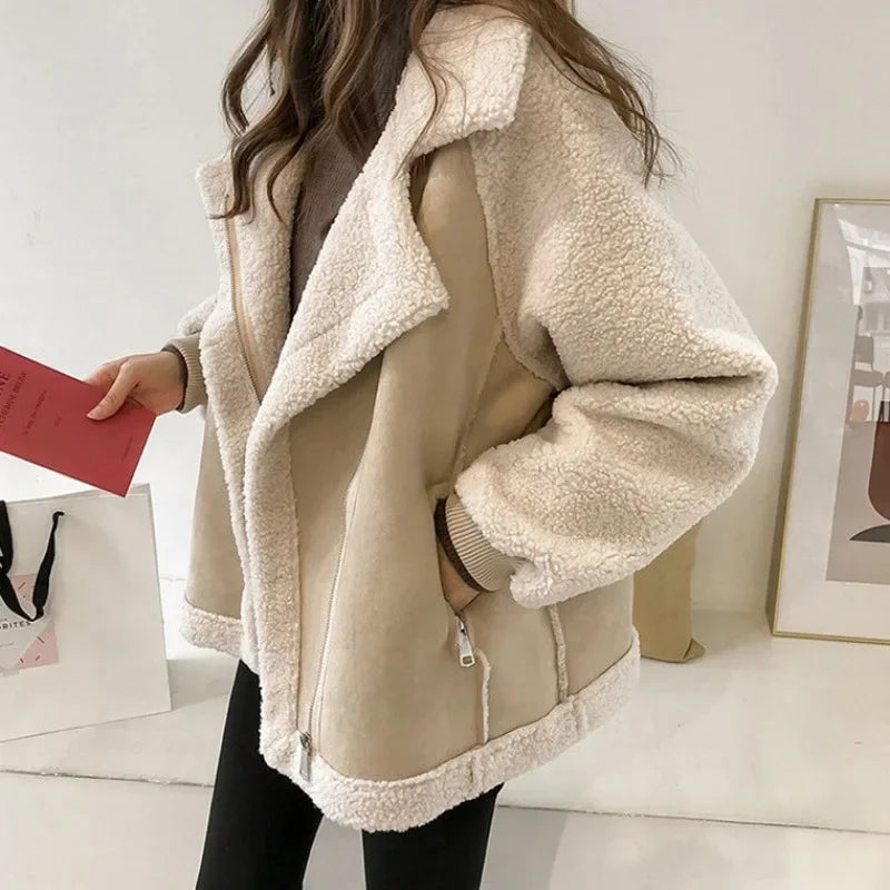 Women Suede Shearling Jacket