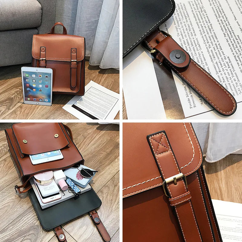 Women PU Leather Backpack