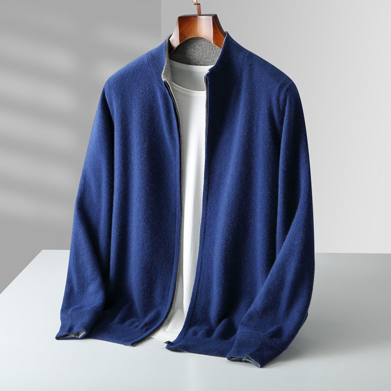 Men Cashmere Zip Cardigan