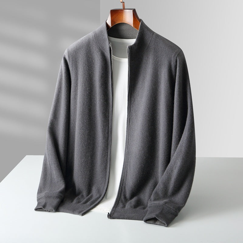 Men Cashmere Zip Cardigan
