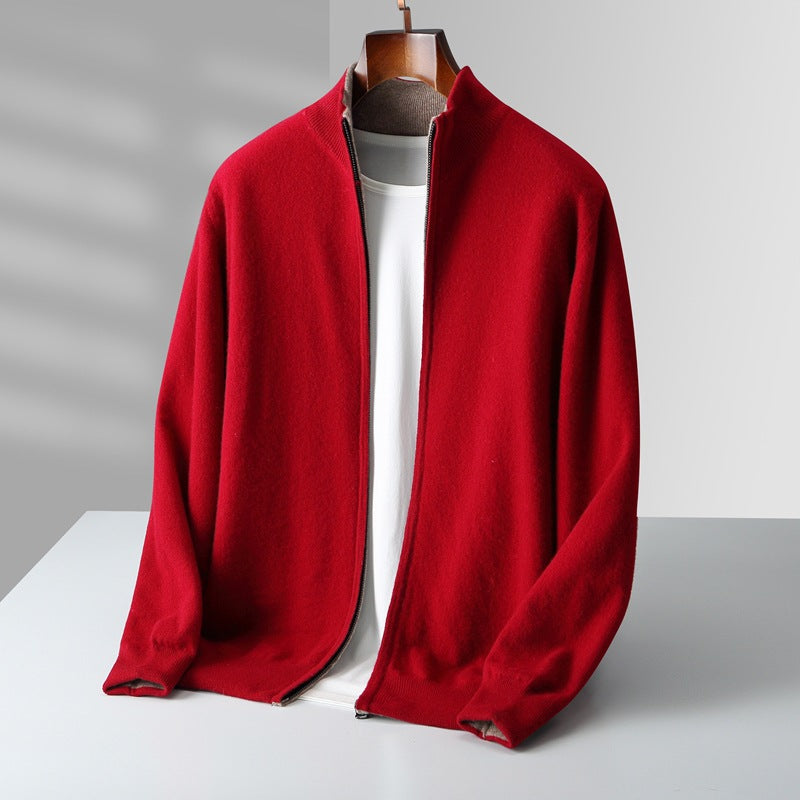 Men Cashmere Zip Cardigan