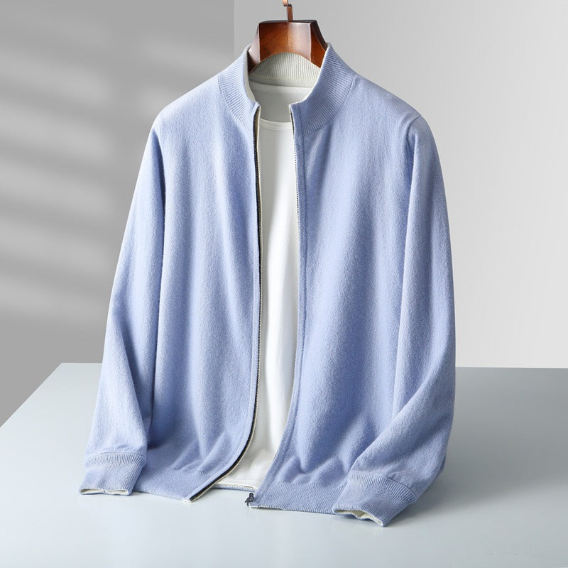 Men Cashmere Zip Cardigan