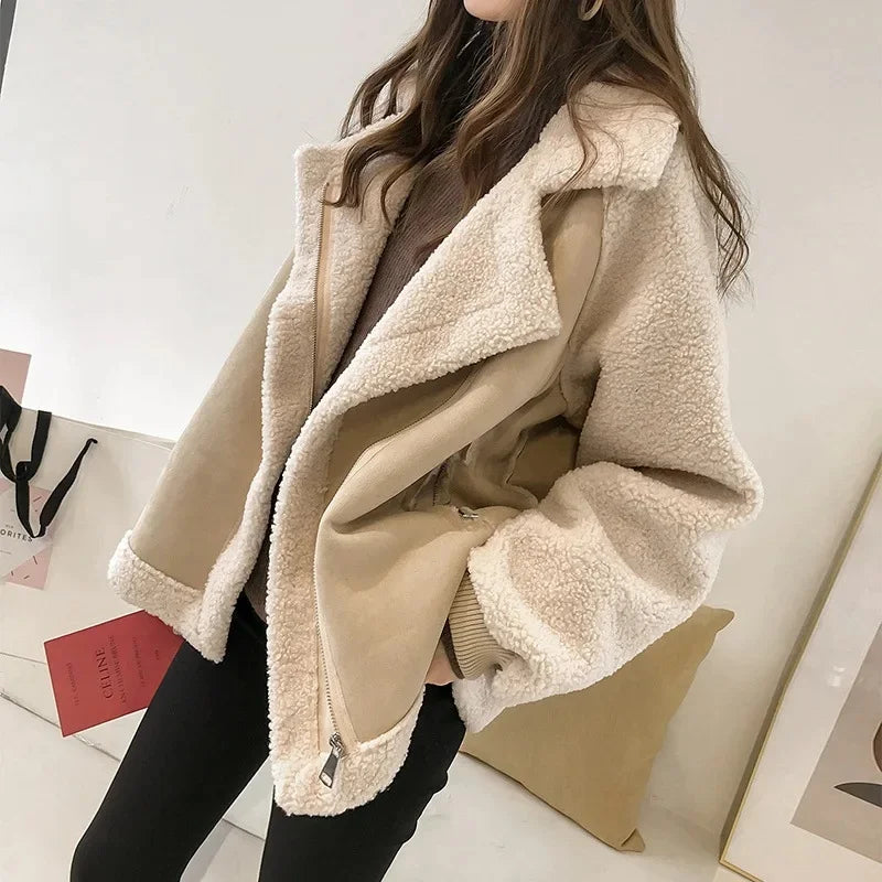 Women Suede Shearling Jacket