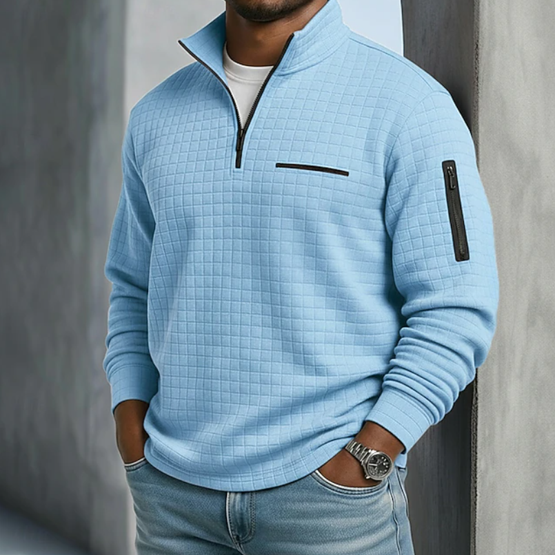 Men Long Sleeve Waffle Knit Top