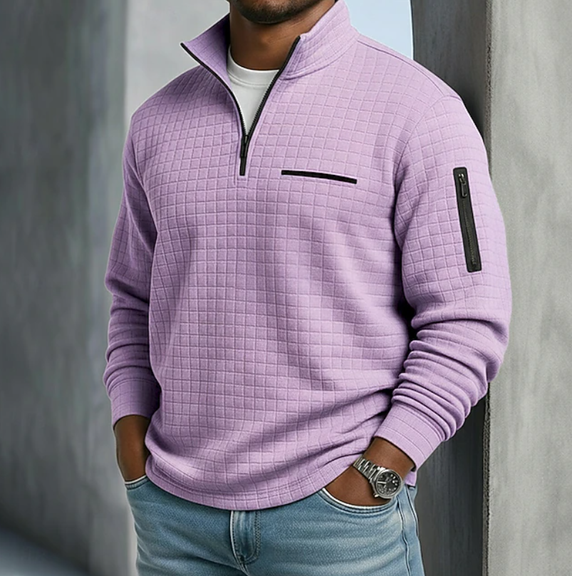 Men Long Sleeve Waffle Knit Top