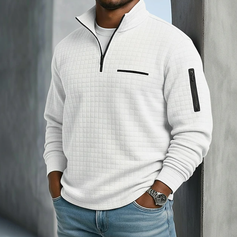 Men Long Sleeve Waffle Knit Top