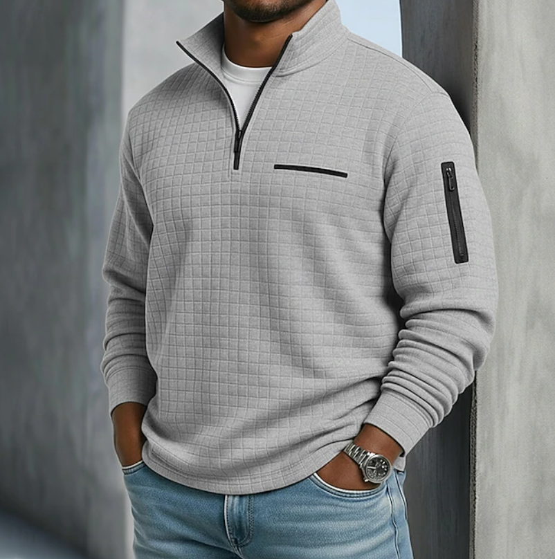 Men Long Sleeve Waffle Knit Top