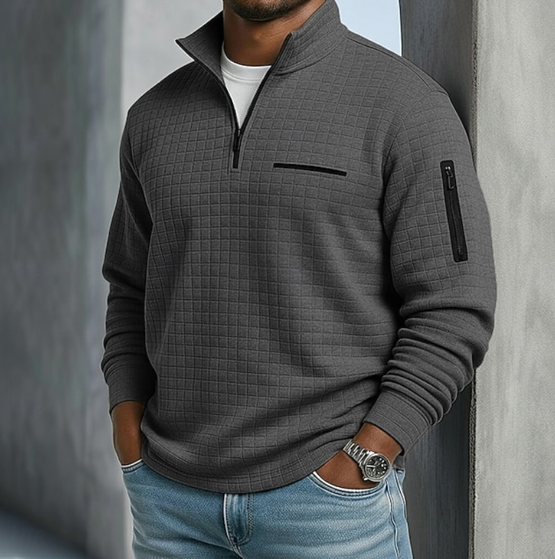 Men Long Sleeve Waffle Knit Top