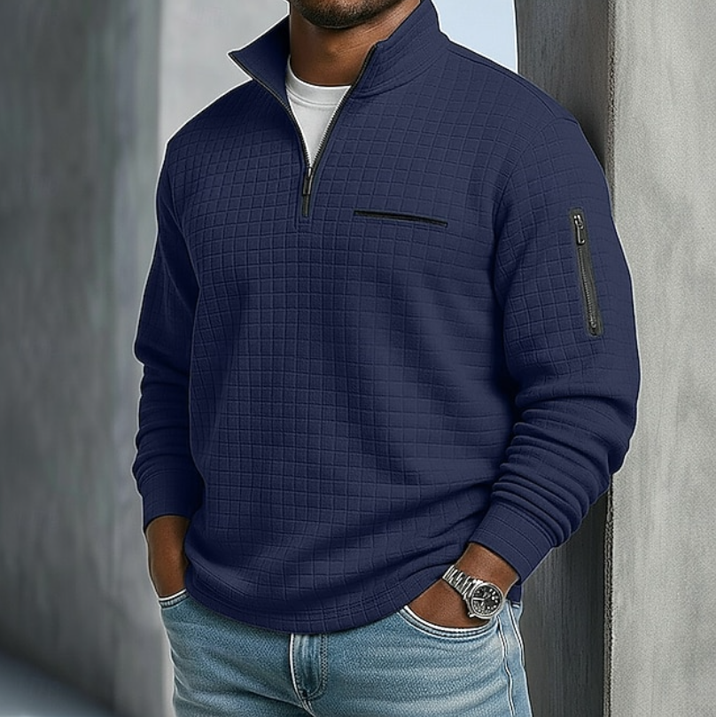 Men Long Sleeve Waffle Knit Top