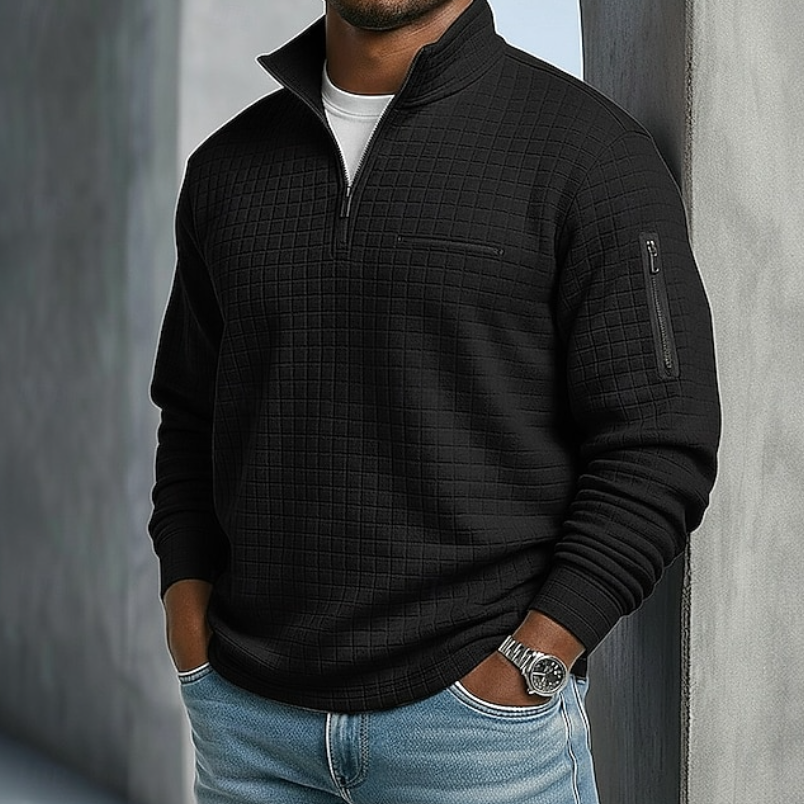 Men Long Sleeve Waffle Knit Top