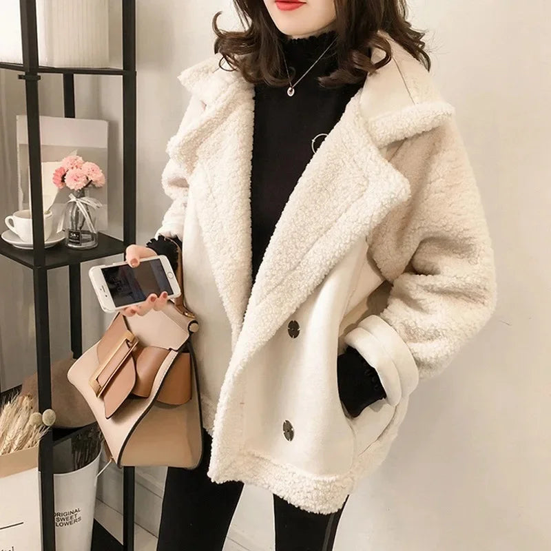 Women Suede Shearling Jacket