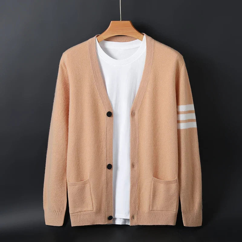 Men Striped Knit Cardigan