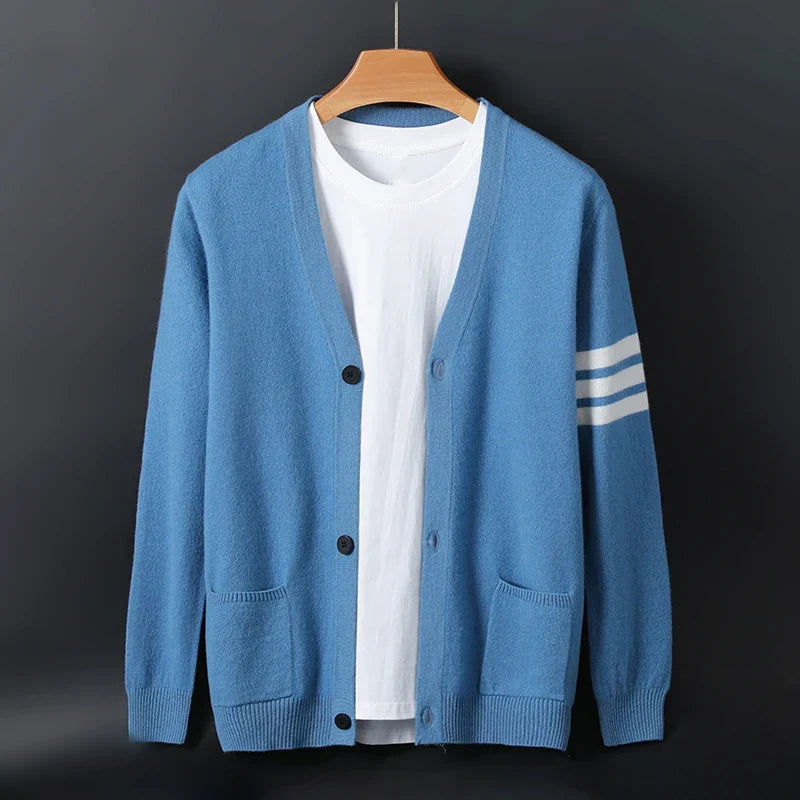 Men Striped Knit Cardigan