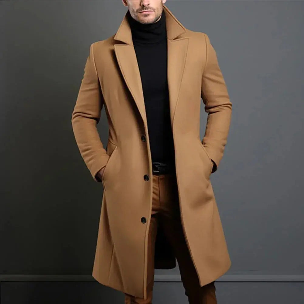 Men Wool Blend Overcoat