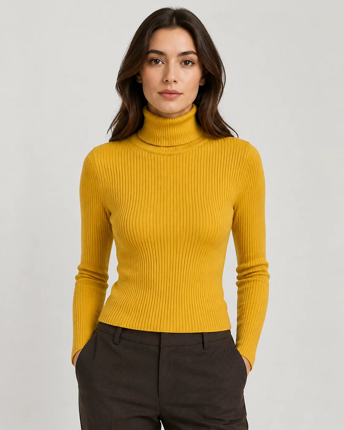 Women Ribbed Turtleneck Sweater