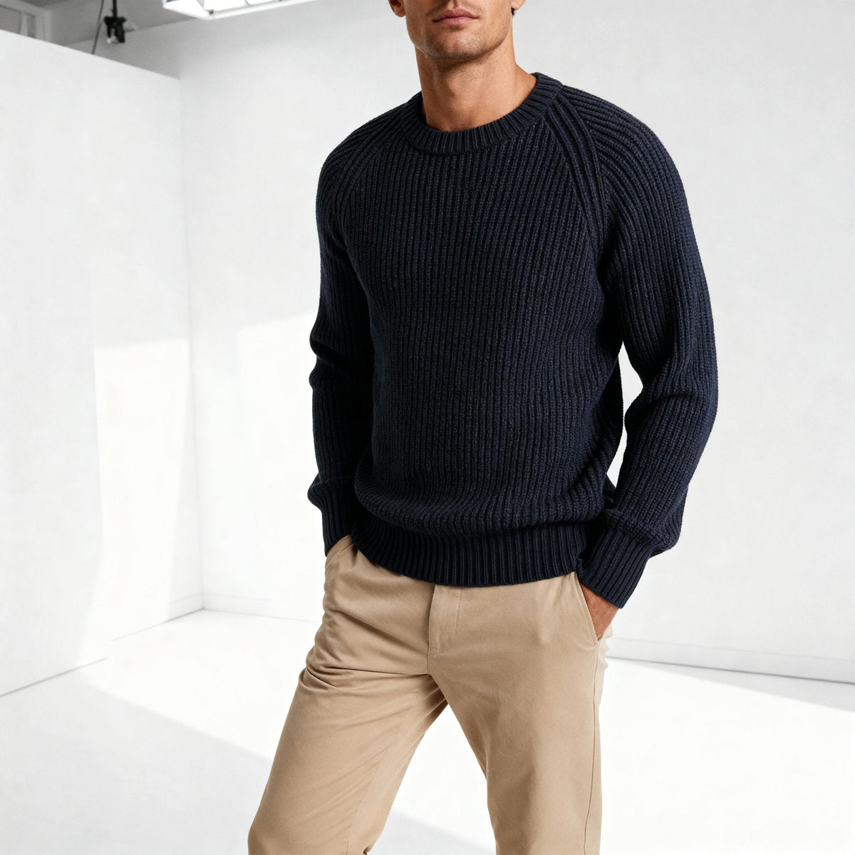 Men Cotton Ribbed Sweater