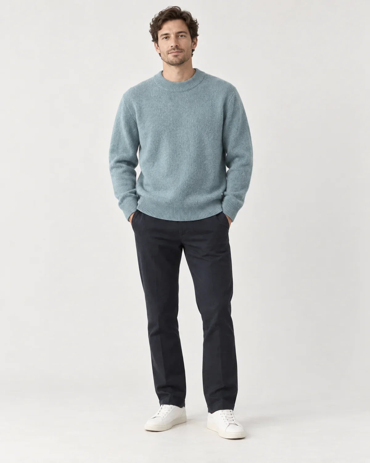 Men Ribbed Crewneck Sweater