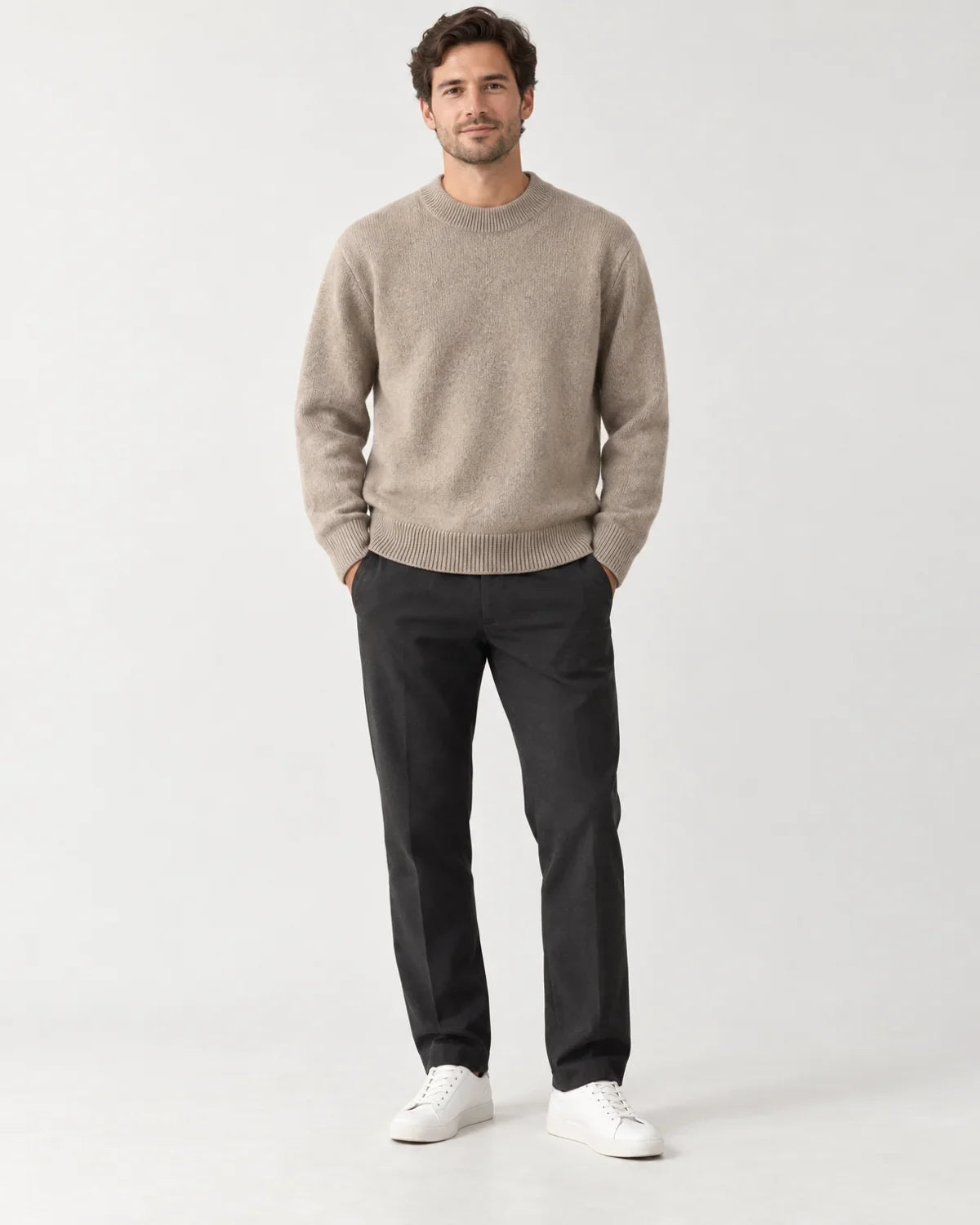 Men Ribbed Crewneck Sweater