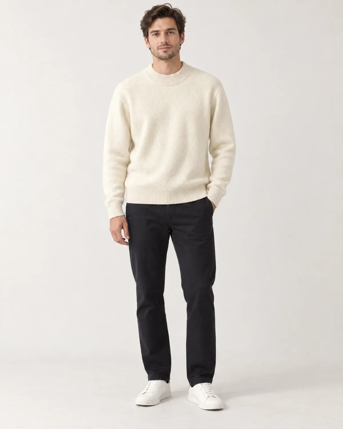 Men Ribbed Crewneck Sweater