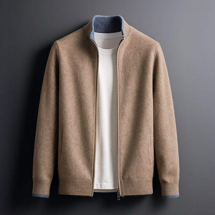 Men Merino Wool Zip Jacket
