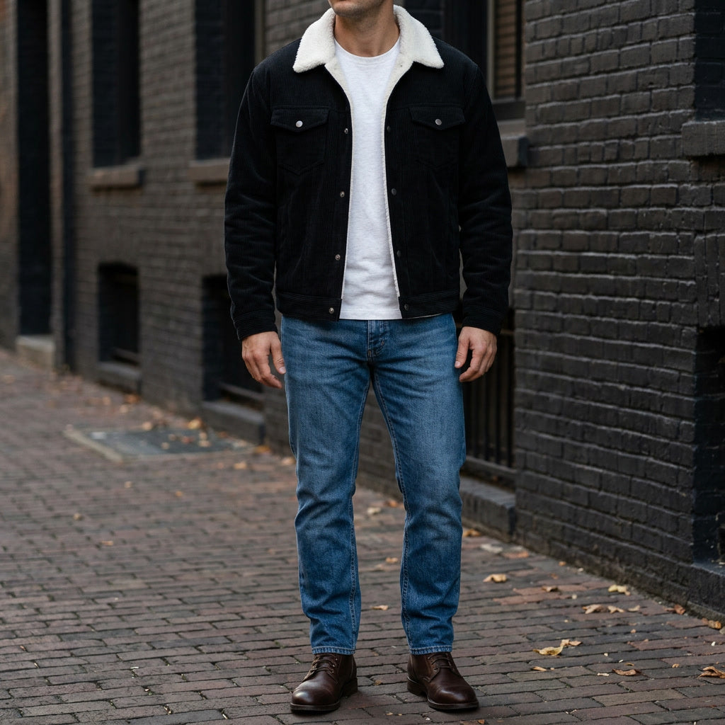 Men Fleece Lined Corduroy Jacket