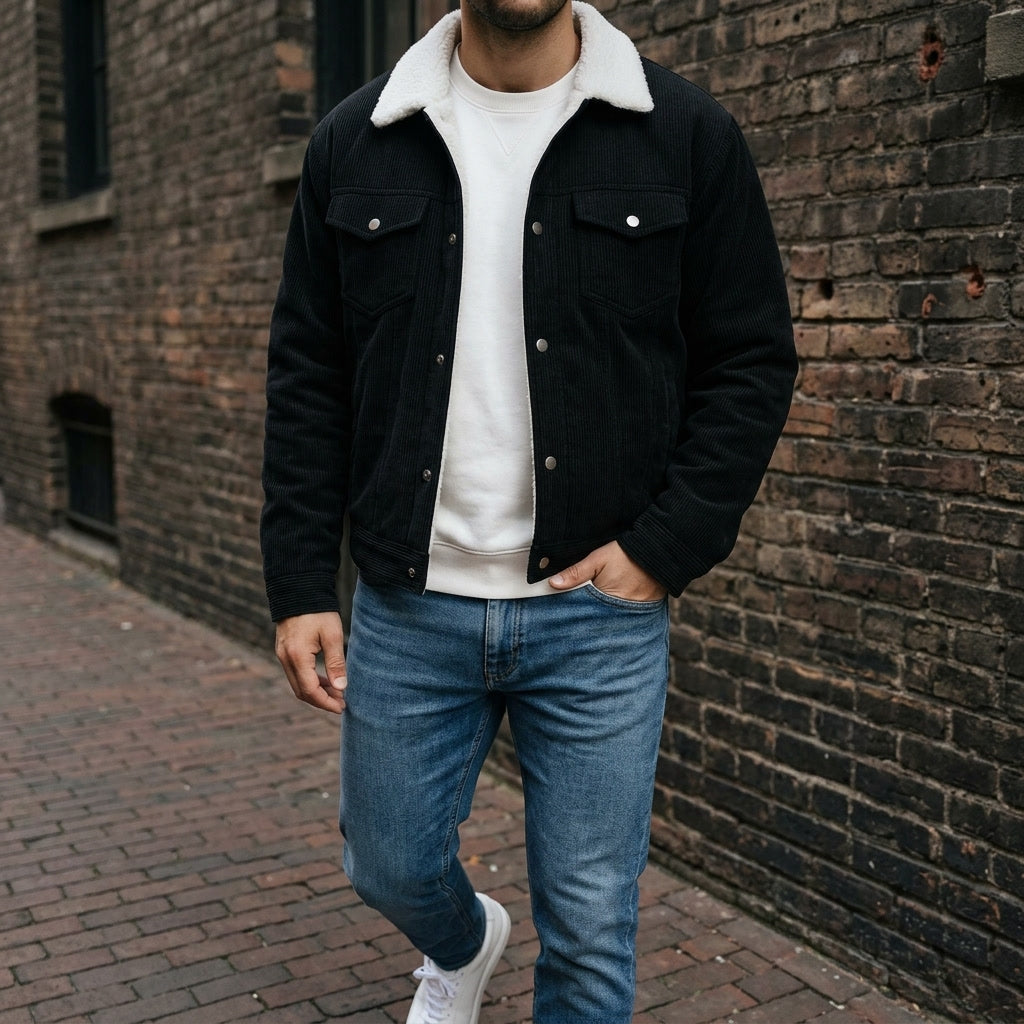 Men Fleece Lined Corduroy Jacket