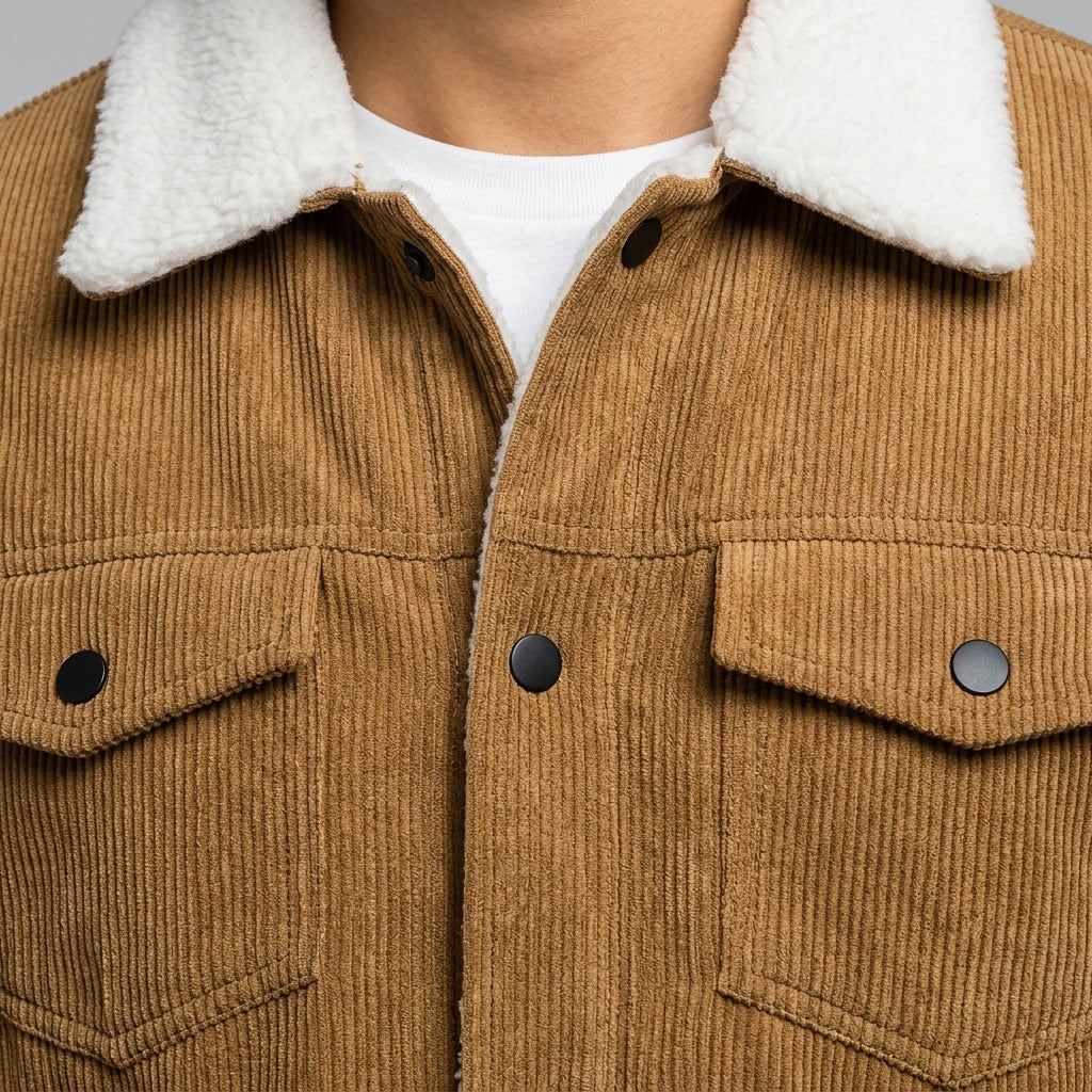 Men Fleece Lined Corduroy Jacket