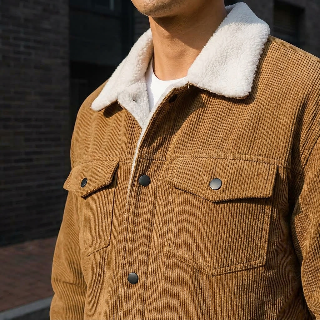 Men Fleece Lined Corduroy Jacket