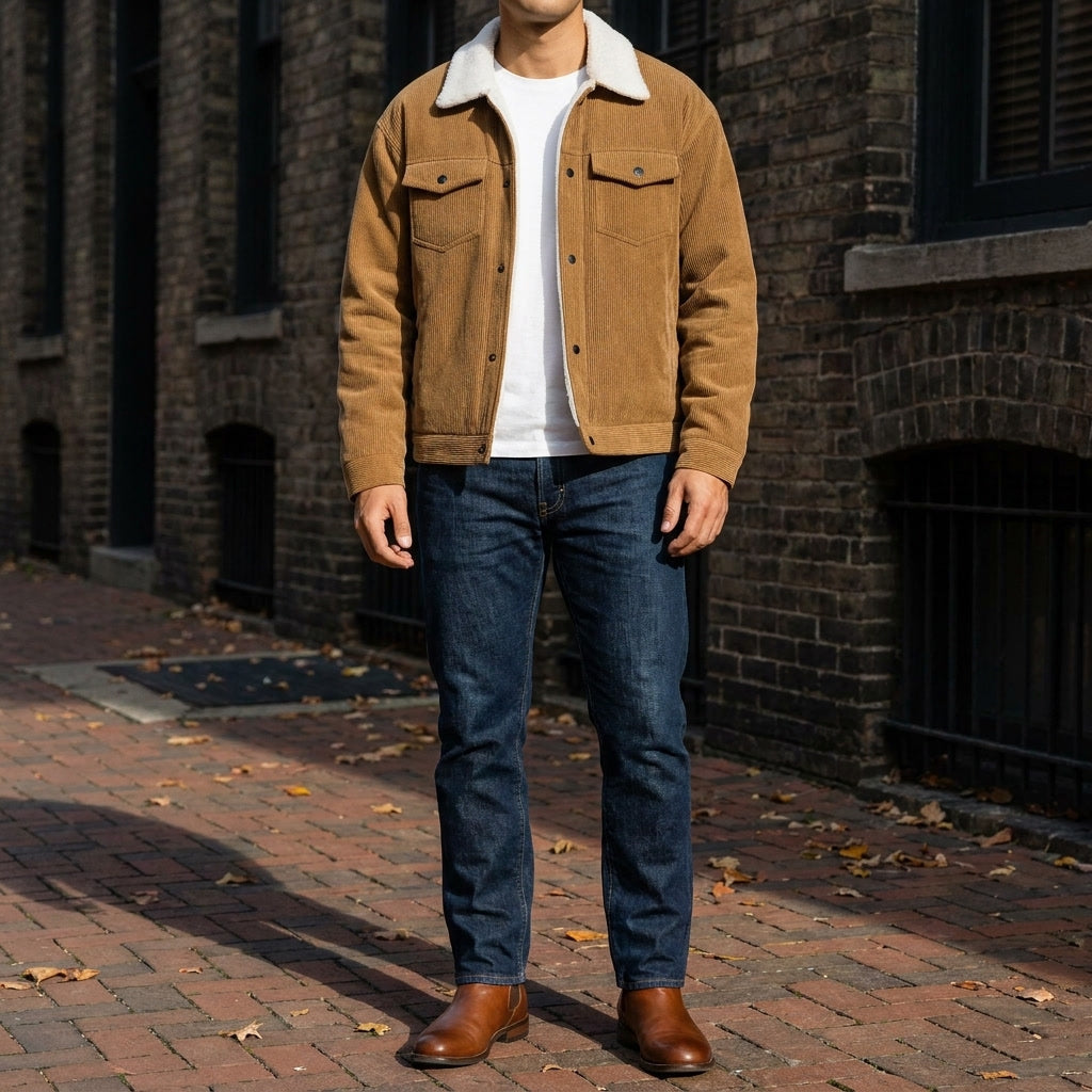 Men Fleece Lined Corduroy Jacket