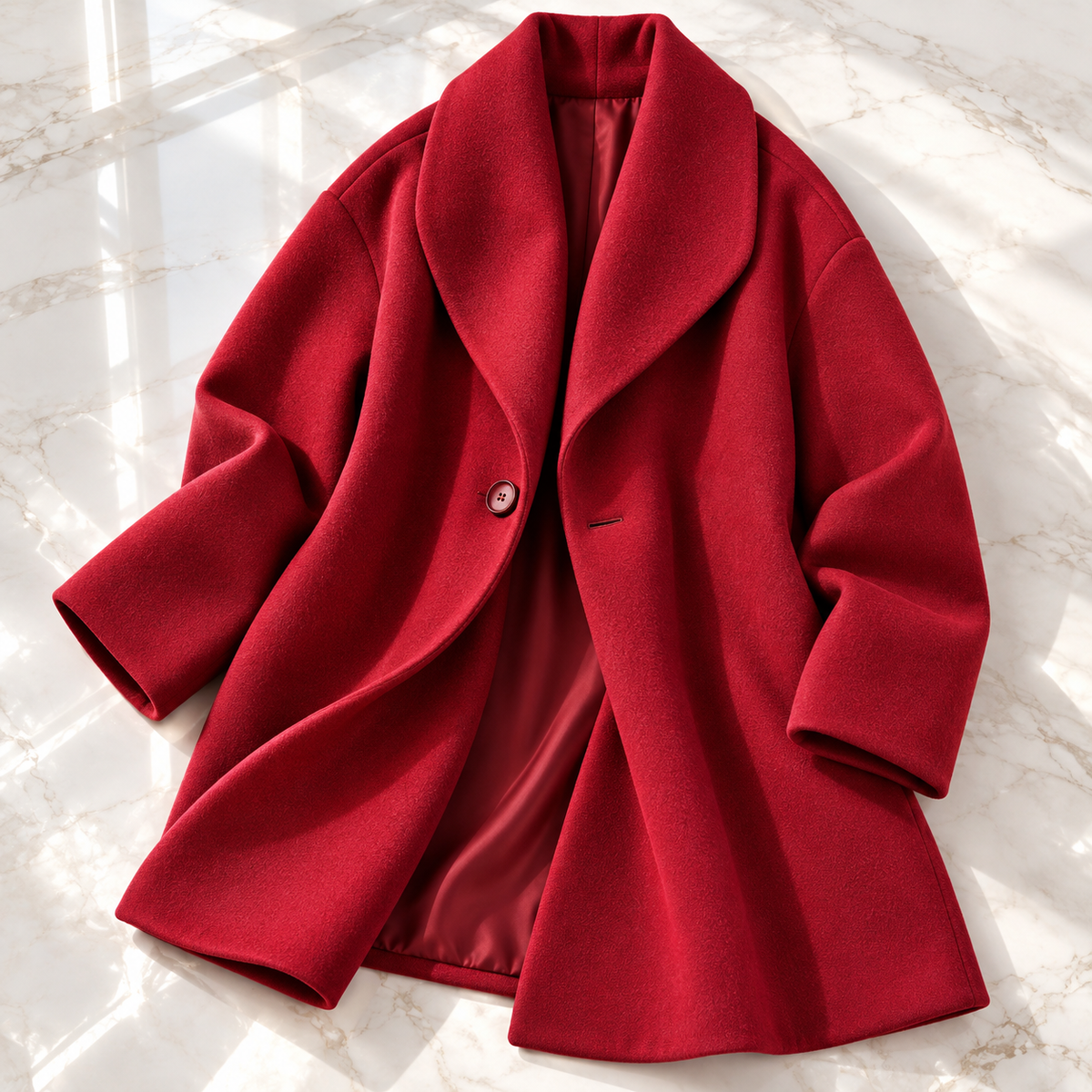 Women Shawl Collar Swing Coat