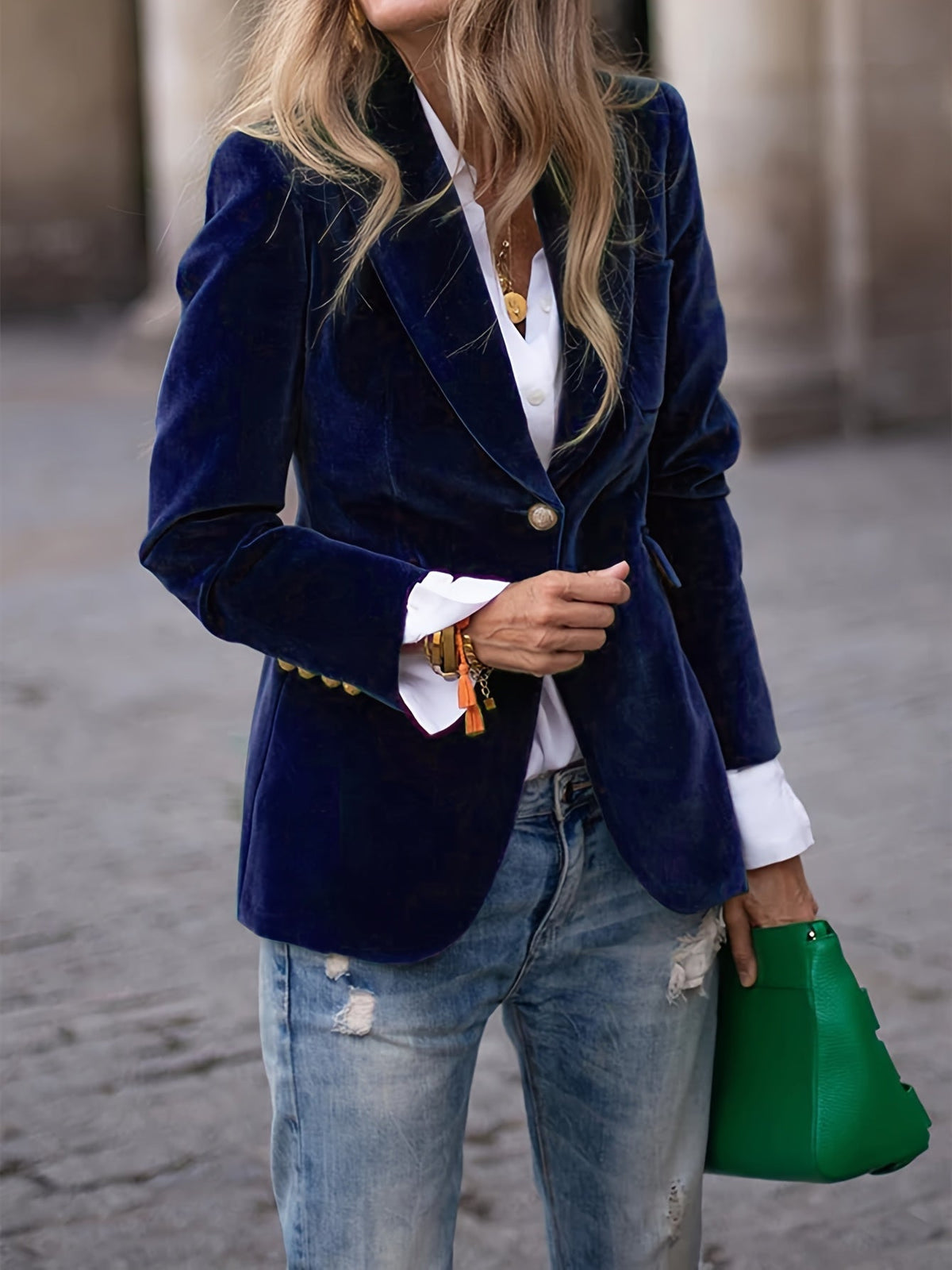 Women Velvet Slim Fit Blazer