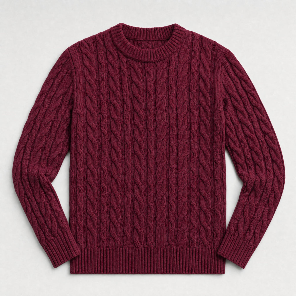 Men Cable Knit Crewneck Sweater