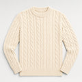Men Cable Knit Crewneck Sweater