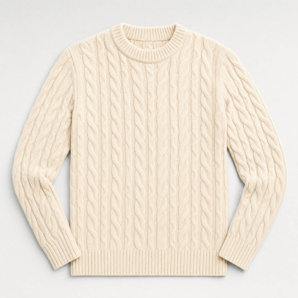 Men Cable Knit Crewneck Sweater