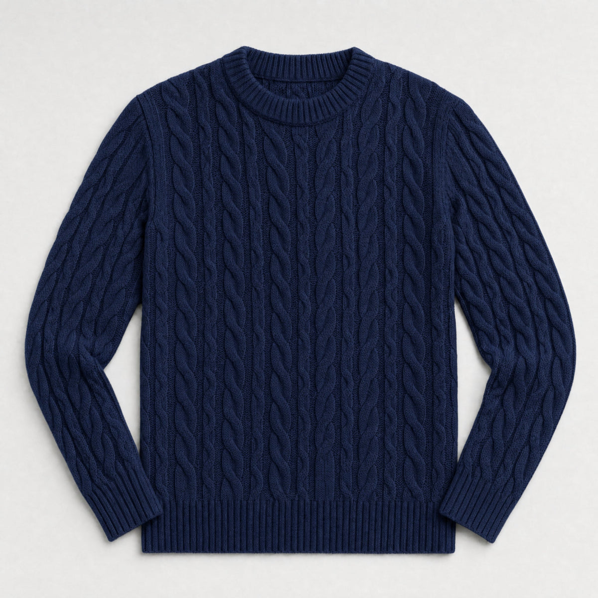 Men Cable Knit Crewneck Sweater
