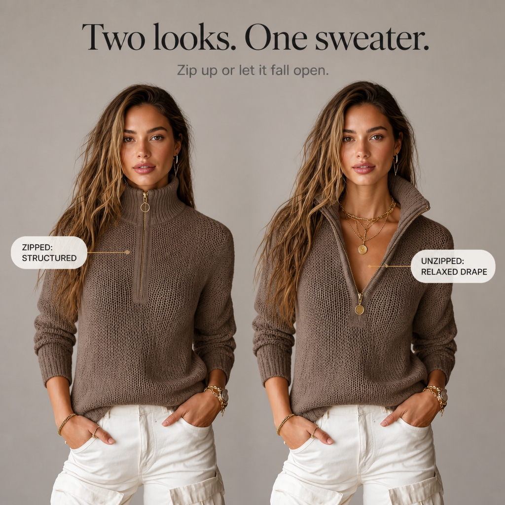 Men Half Zip Knit Sweater