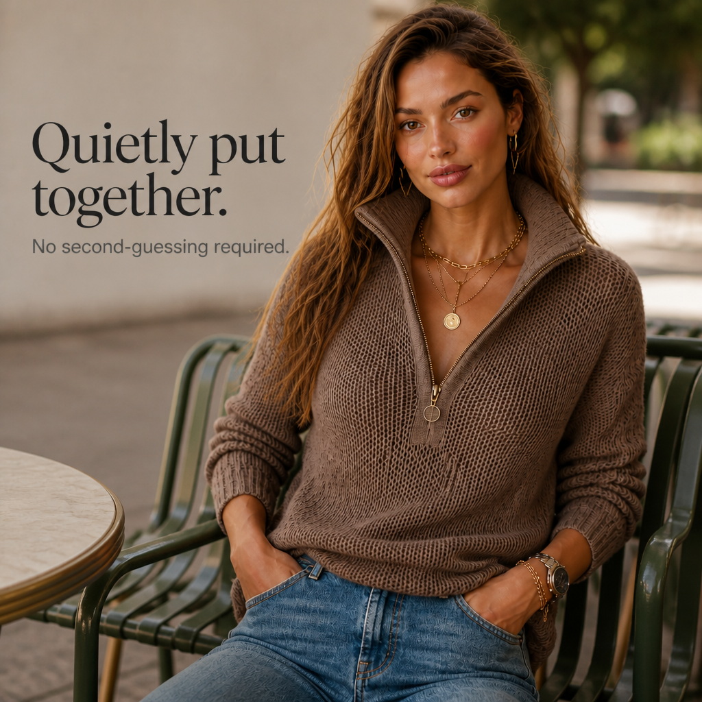 Men Half Zip Knit Sweater