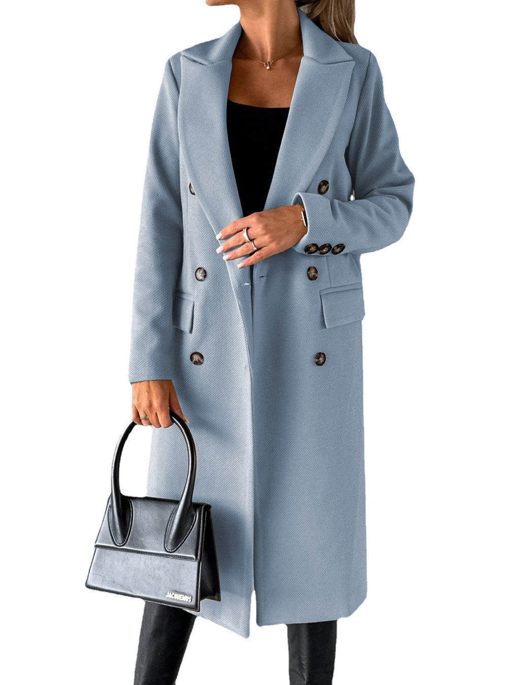 Women Double Breasted Longline Coat