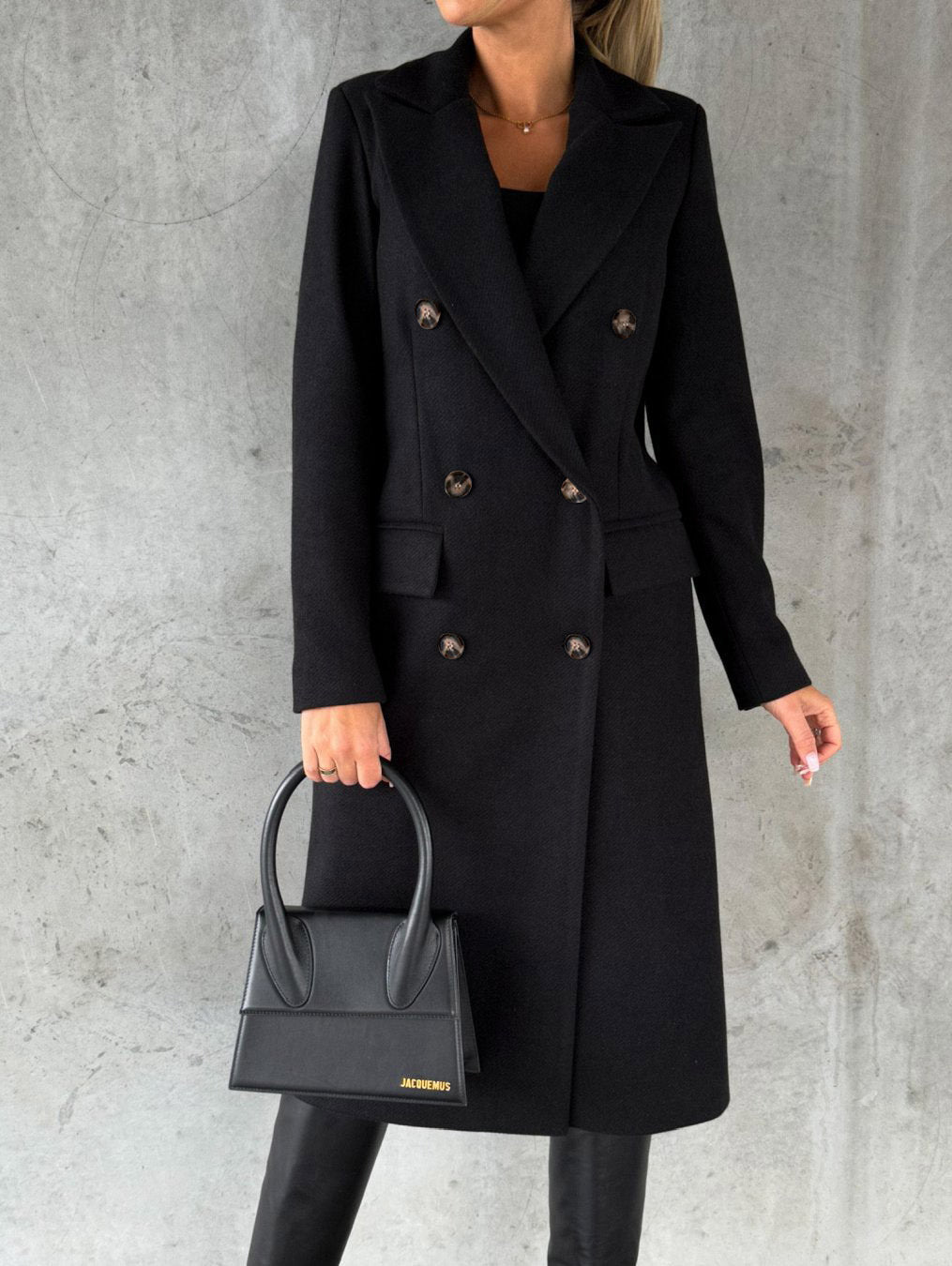 Women Double Breasted Longline Coat
