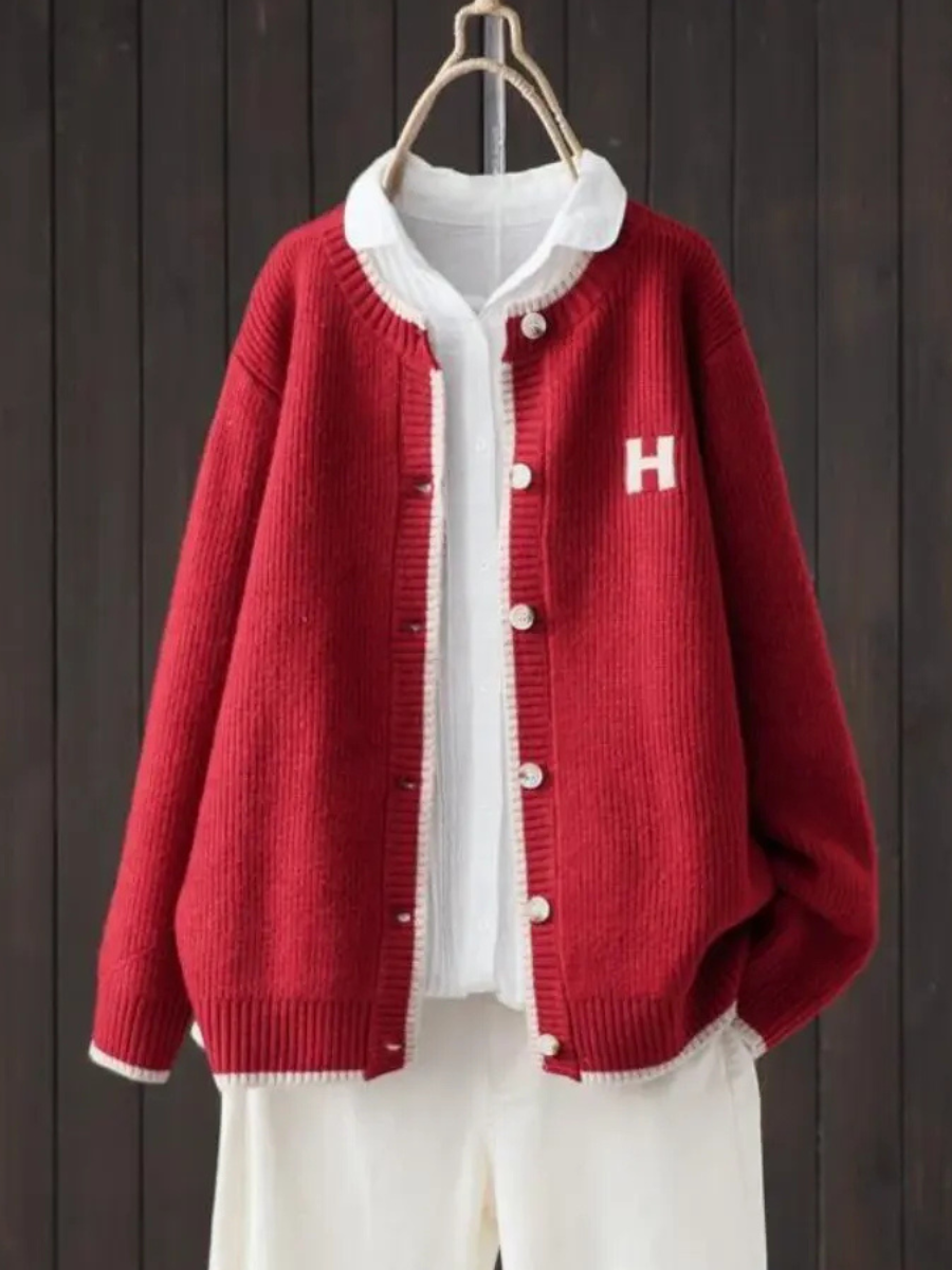 Women Collegiate Ribbed Cardigan