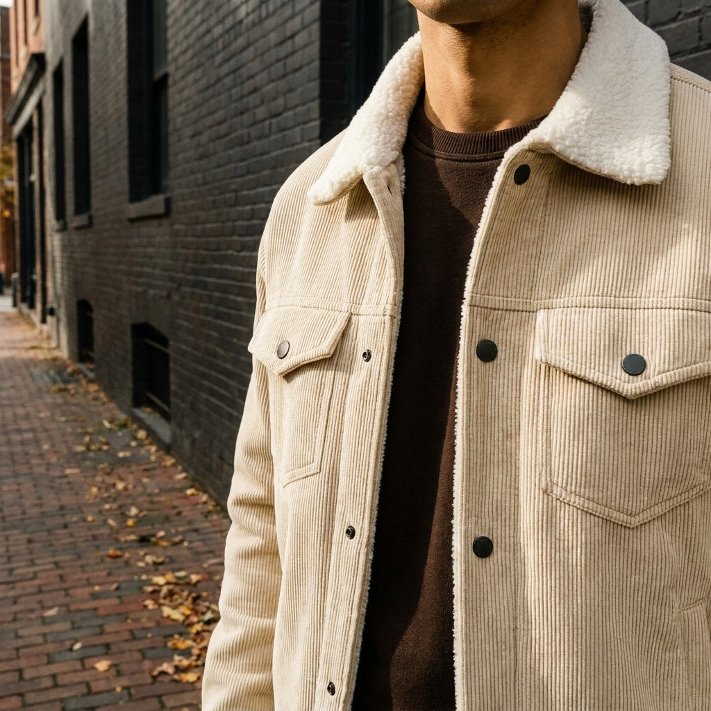 Men Fleece Lined Corduroy Jacket